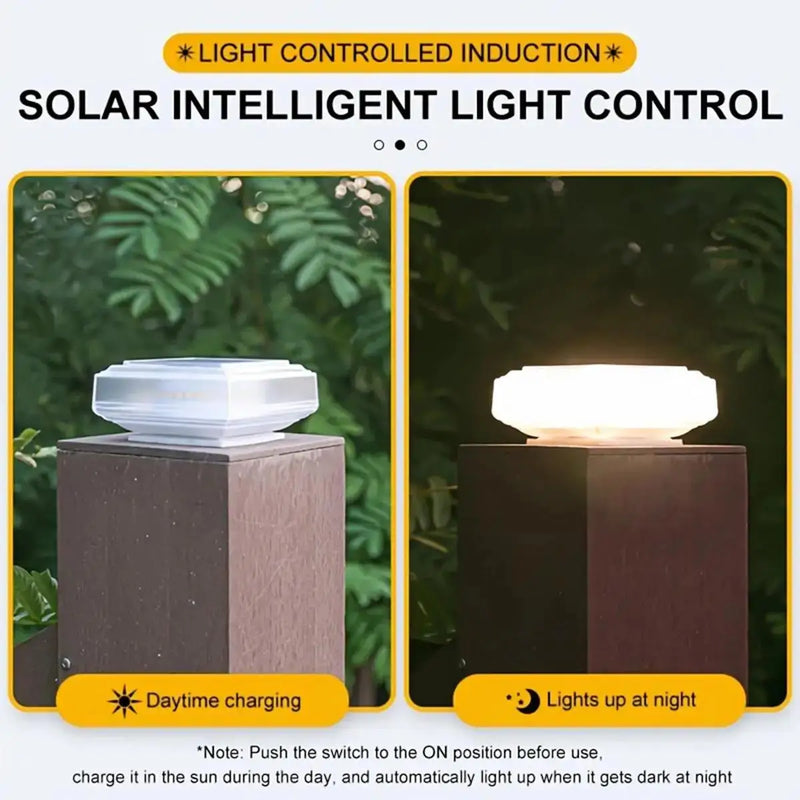 Led Solar Post Light Warm Pillar Lamp Rechargeable Outdoor Powered Drop Floor Landscape Garden The For Lawn Batteries Decoration