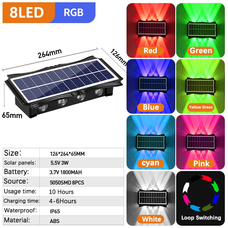 Wall Lamp Led House Outdoor Solar Waterproof Up And Down Luminous Lighting Balcony Yard Decoration Garden Exterior Wall Light