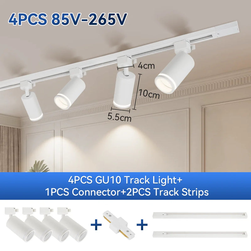 GU10 Track Light Led Spotlights 110V/220V Track Rail Lighting for Living Room Decor Clothing Store Ceiling Spot Lights Full Sets