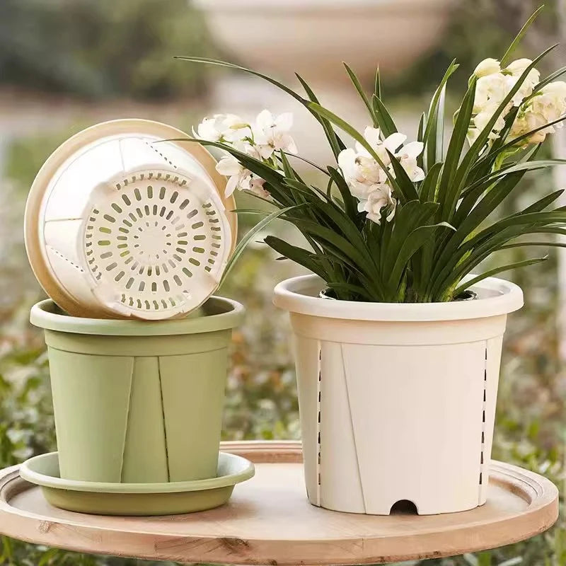 Plastic Green Plant Flower Pot Thickened Resin Gallon Pot Balcony Planting Flower Pot Root Control Breathable Seedling Planters