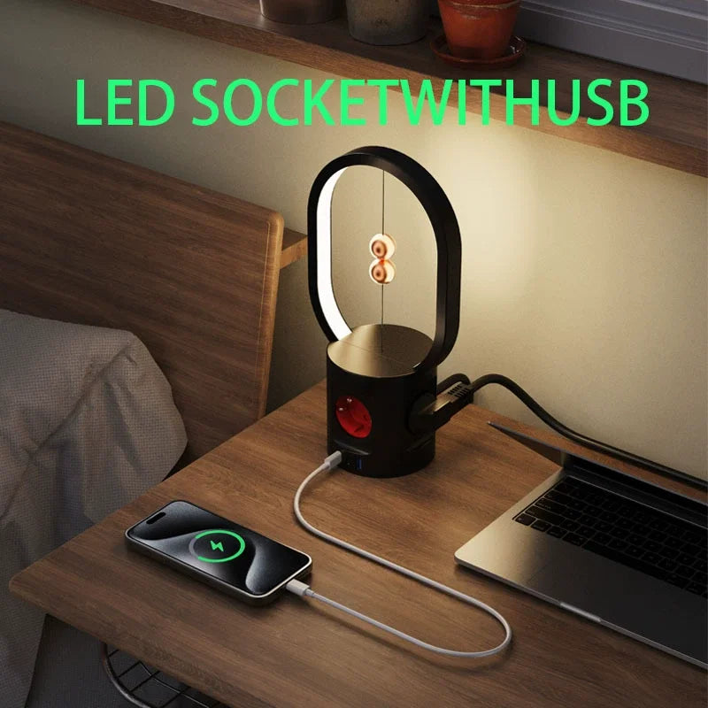 European Standard New Unique Creative Socket With Led Night Lamp Usb Type-C Charging Interface Korean Multifunctional Socket