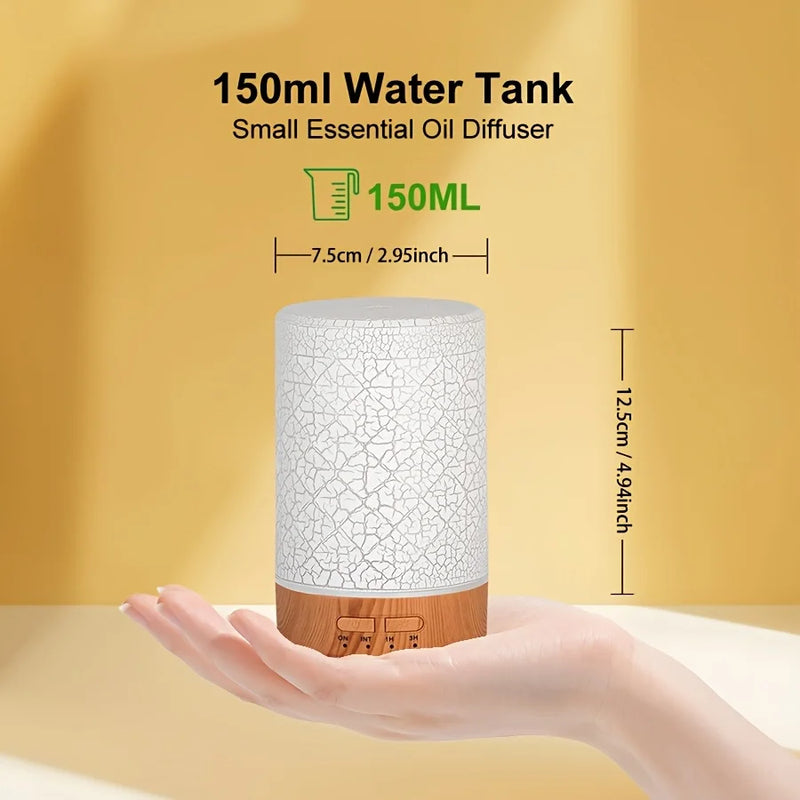 150ml Crack Design Essential Oil Diffuser USB Powered with  7 Color LED Lights Ultrasonic Air Humidifier for Living Room  Office