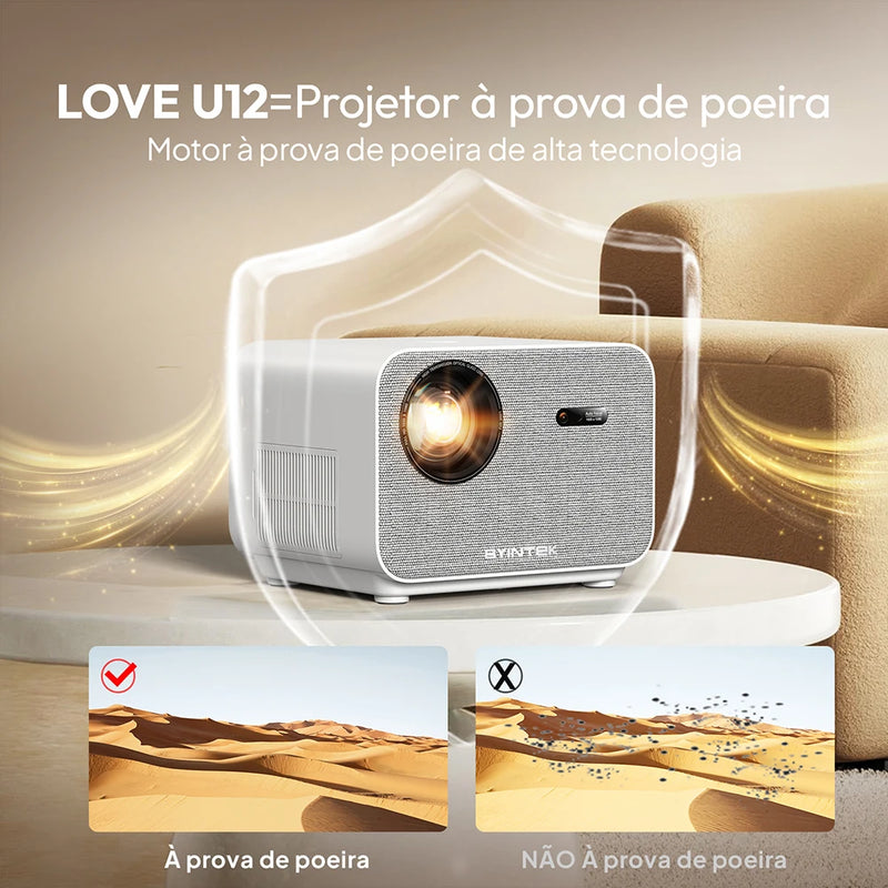 BYINTEK LOVE U12 Full HD 1080P Projector 4K 800 ANSI Android WiFi 6 Auto Focus Home Theater Projectors for Movie Meeting Video