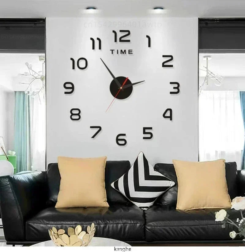 Creative 3D Digit Wall Clock DIY Acrylic Silent Digital Clock Mirror Wall Stickers for Living Room Bedroom Kitchen Decoration