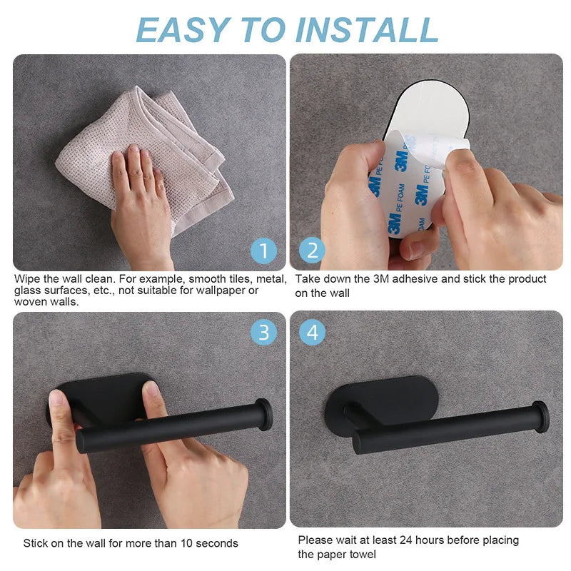 Stainless Steel Toilet Paper Holder Tissue Hanger Adhesive Toilet Paper Stand Paper Towels Holder Waterproof Bathroom Accessory