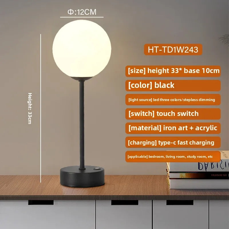 LED Creative Retro Desk Lamp Bedroom USB Wireless Charging Desk Lamp Nordic Bedside Night Light Atmosphere Bar Desk Lamp