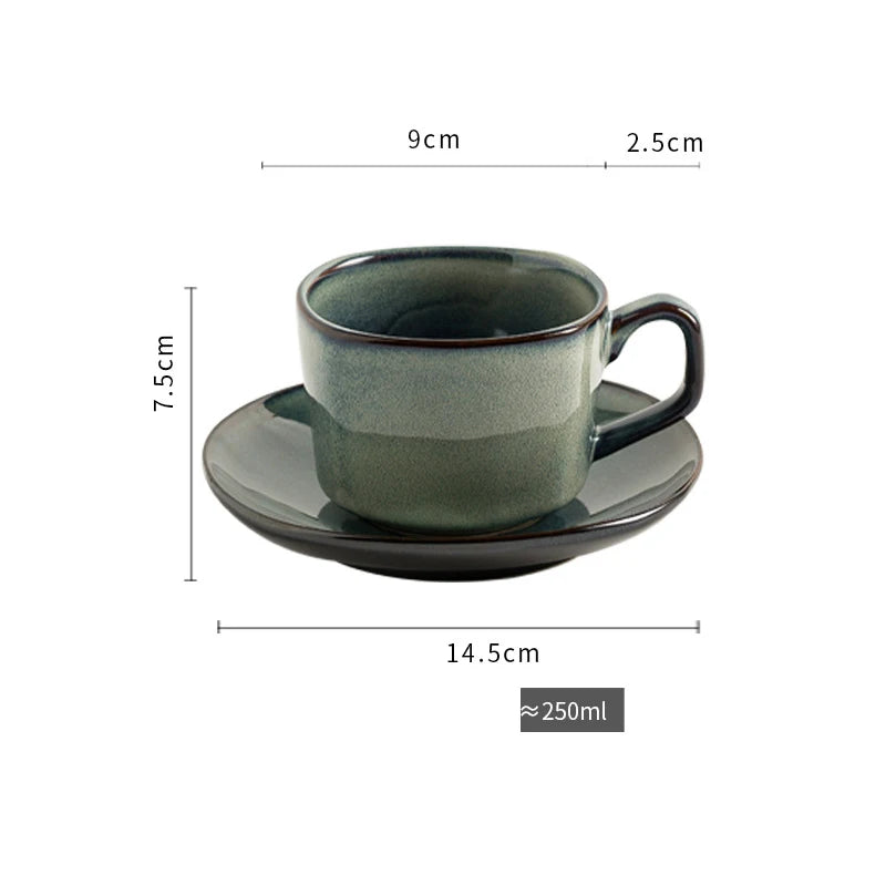 200/210/250ml Retro American Ceramic Coffee Cup Plate Set Luxury Office Afternoon Tea Water Cup And Dish Couple Mugs With Tray