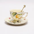 European Style Ceramic Mug Coffee Cup and Saucers Set Lemon Pattern Retro Afternoon tea cup Dessert Plate Teapot Home kettle
