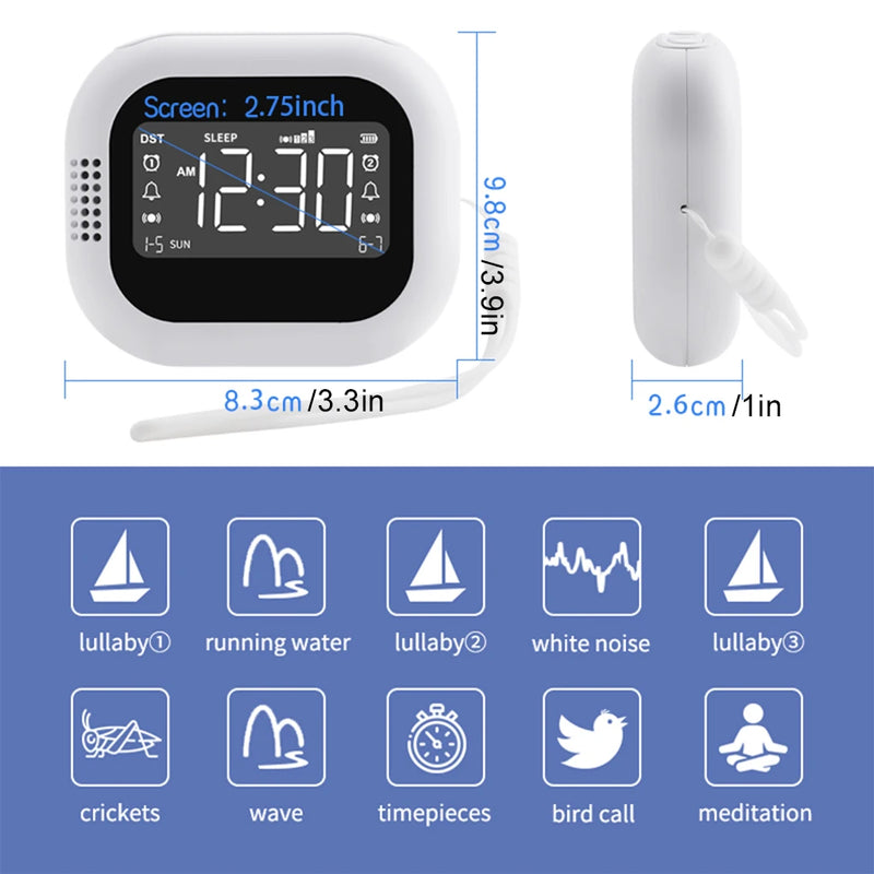 LED Display Vibration Alarm Clock Rechargeable White Noise Natural Sound Multifunctional Clock Student Strong Wake-up Artifact