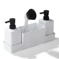 4pcs/set Kitchen Soap Dispenser with Sponge Holder Set for Sink Caddy, Hand Soap and Dish Soap Dispenser with Brush