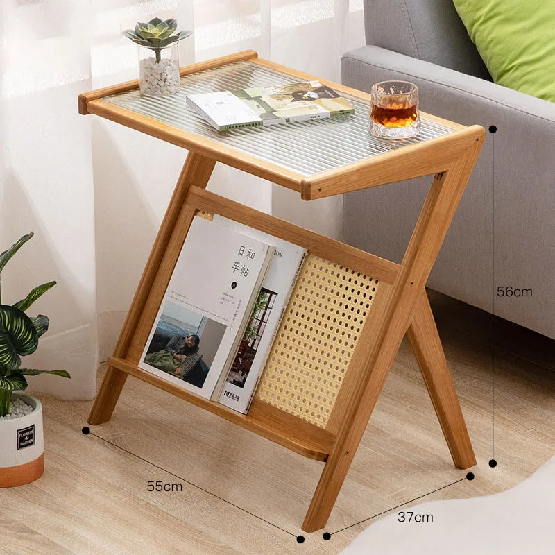 Z Shaped Side Table Creative Tea Coffee Table With Rack For Household Sofa Corner Living Room Bedroom Small Apartment Supplies