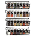 4pcs Kitchen Spice Organizers Storage Wall Mount Hanging Pantry Shelf Multilayer Seasoning Rack for Cabinet Black Metal Basket