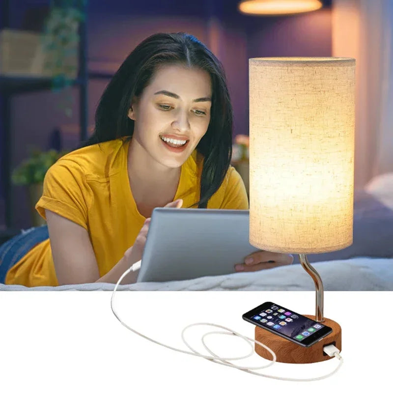 Led Desk Lamp Bedside Table Lamp with Wireless Phone Charge 3 Way Dimmable USB Rechargeable Lamp Light Fixture مصابيح الإضاءة
