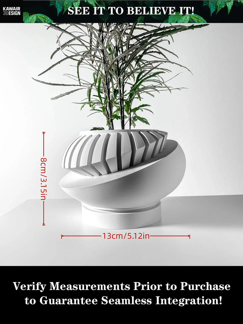 Modern Minimalist 3D Printed Plant Pot – Biodegradable Flower Planter for Home Decor, Eco-Friendly Sustainable Gift (Luxar)