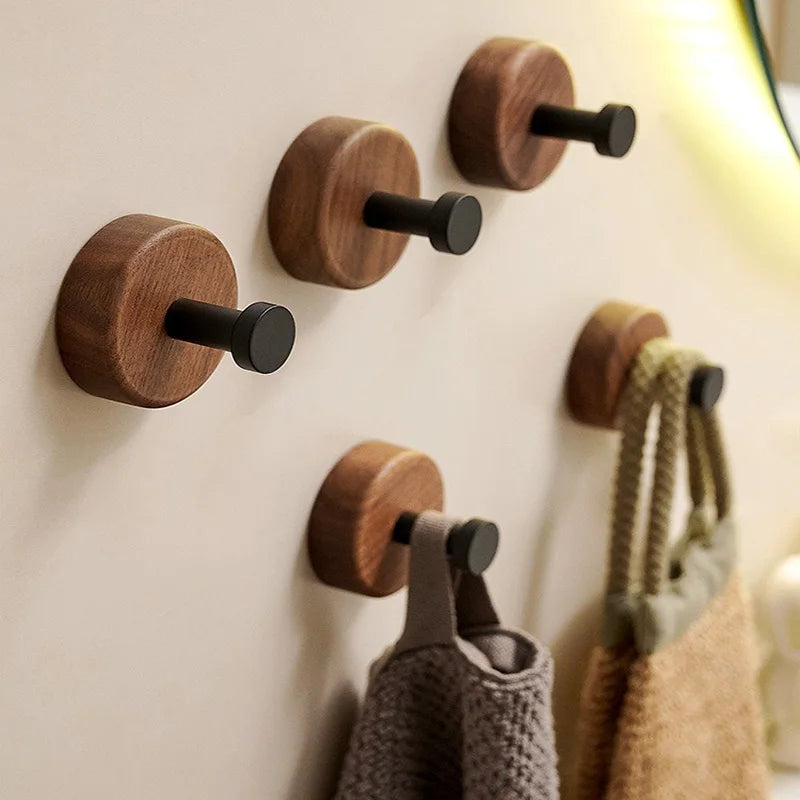 5/3/1Pcs Solid Wood Hooks Wall Mounted Clothes Scarf Hat Coat Hook Simple Room Decor Storage Hanger Towel Rack Home Organizer