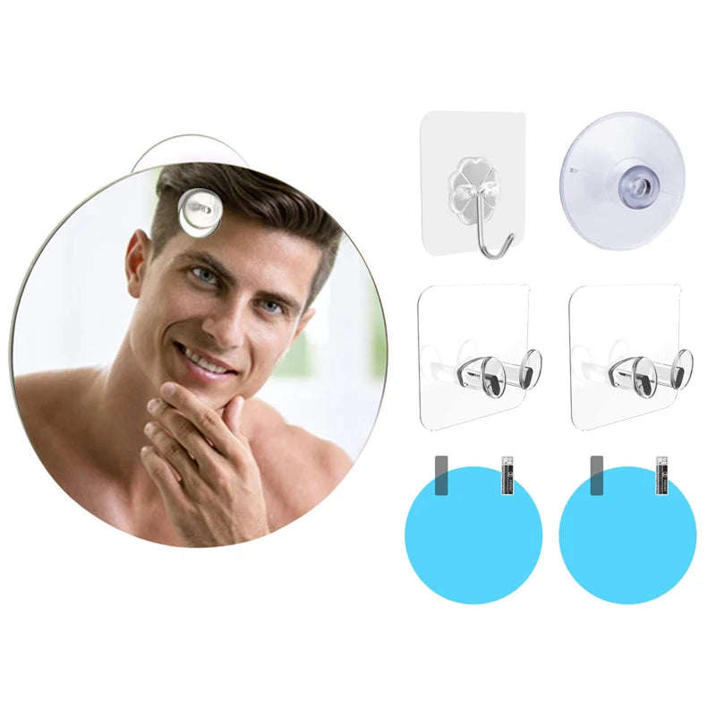 Acrylic Fog Free Mirror Wall Suction Travel Mirror Unbreakable Portable Traveling Shaving Women Makeup Bathroom Accessories
