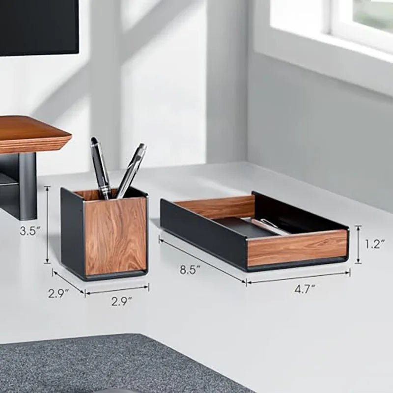 HPERGO Large Capacity Walnut Wood Desktop Drawer Storage Organiser Pencil Pen Holder Stationery Storage Box for Home Office