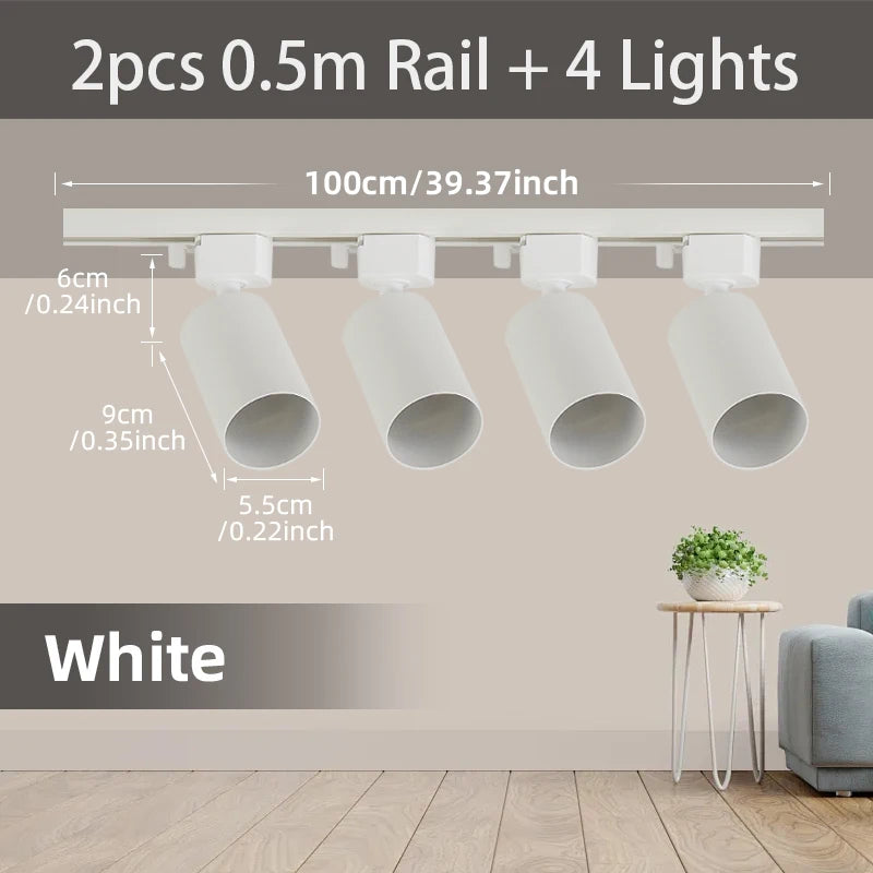 GU10 Track Light Led Spotlights 110V/220V Track Rail Lighting for Living Room Decor Clothing Store Ceiling Spot Lights Full Sets