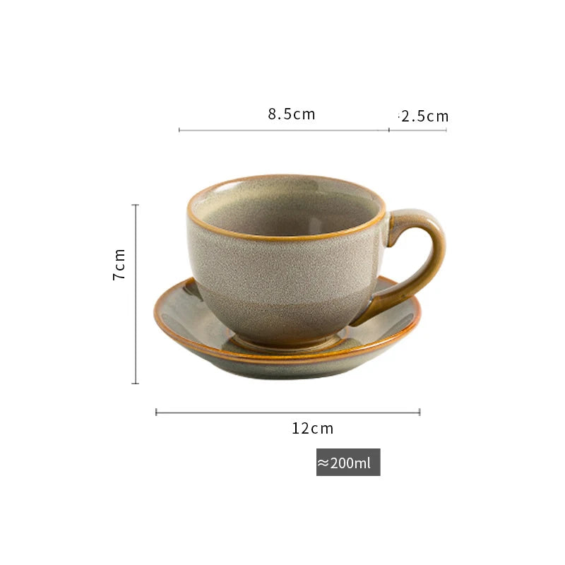 200/210/250ml Retro American Ceramic Coffee Cup Plate Set Luxury Office Afternoon Tea Water Cup And Dish Couple Mugs With Tray