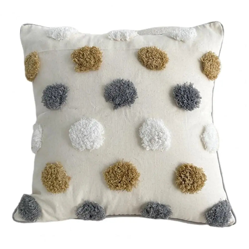 Unique Boho Throw Pillow with Braided Rope Pattern Handmade Tassels Cushion Soft Cotton Linen Textured Cushion for Sofa Bed