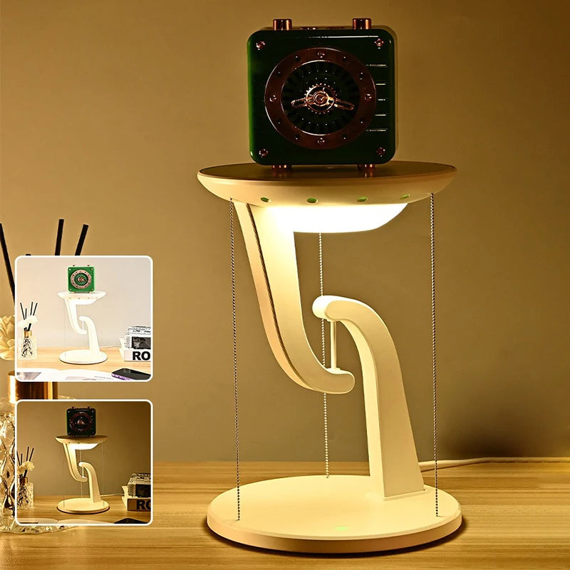 Floating Design LED Desk Lamps 15W Wireless Charging Stepless Dimming Touch Control Novelty Night Light Bedroom Decorative Light