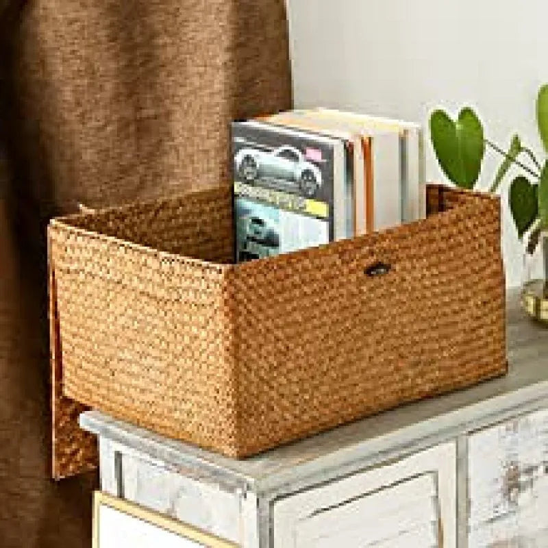 Wicker Storage Basket Woven Rattan Storage Laundry Basket  Toy Books Storage Basket With Lid Muitifountional Convenient storage