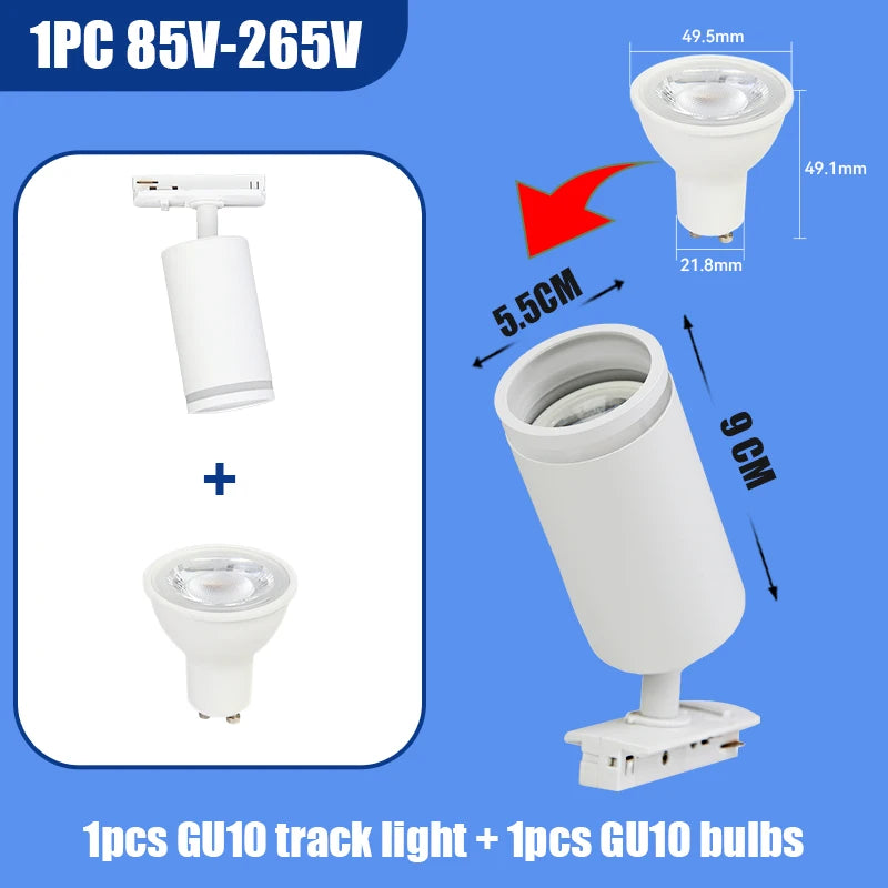 GU10 Track Light Led Spotlights 110V/220V Track Rail Lighting for Living Room Decor Clothing Store Ceiling Spot Lights Full Sets