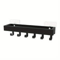 Rustic Wooden Key Holder with 6 Hooks Storage Tray Easy Install Wall-Mounted Organizer for Keys Mail and More for Bedroom Office