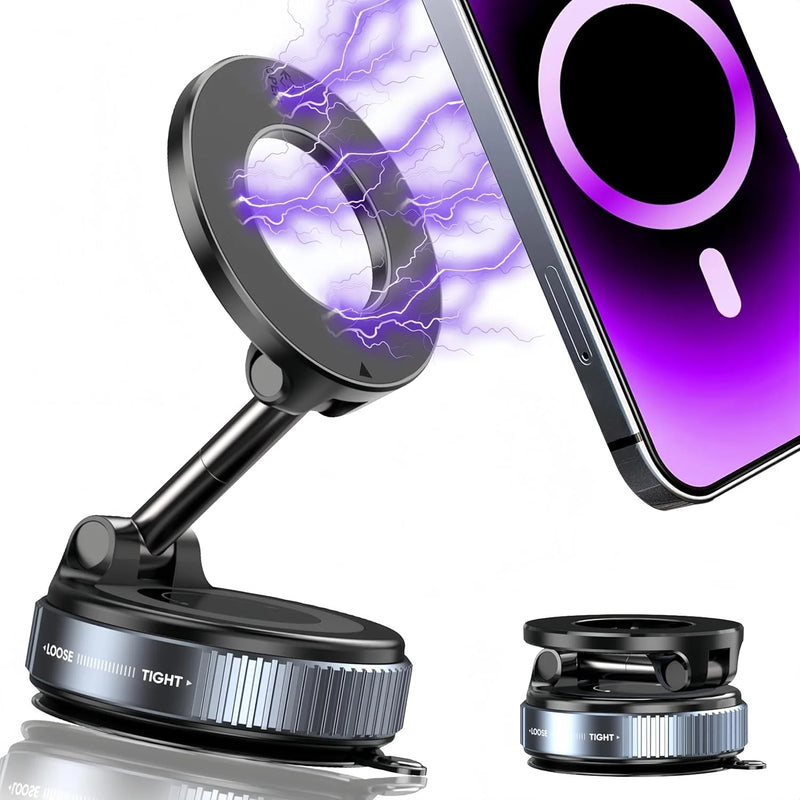 Suporte magnético a vácuo para telefone, suporte para telefone com ventosa Magsafe, suporte magnético ajustável em 360 °, dobrável em tamanho de bolso