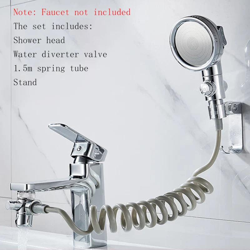 Washbasin Pool Shampoo Shower Faucet External Shower Extender Bathroom Hand Washing Shower Booster Nozzle Set