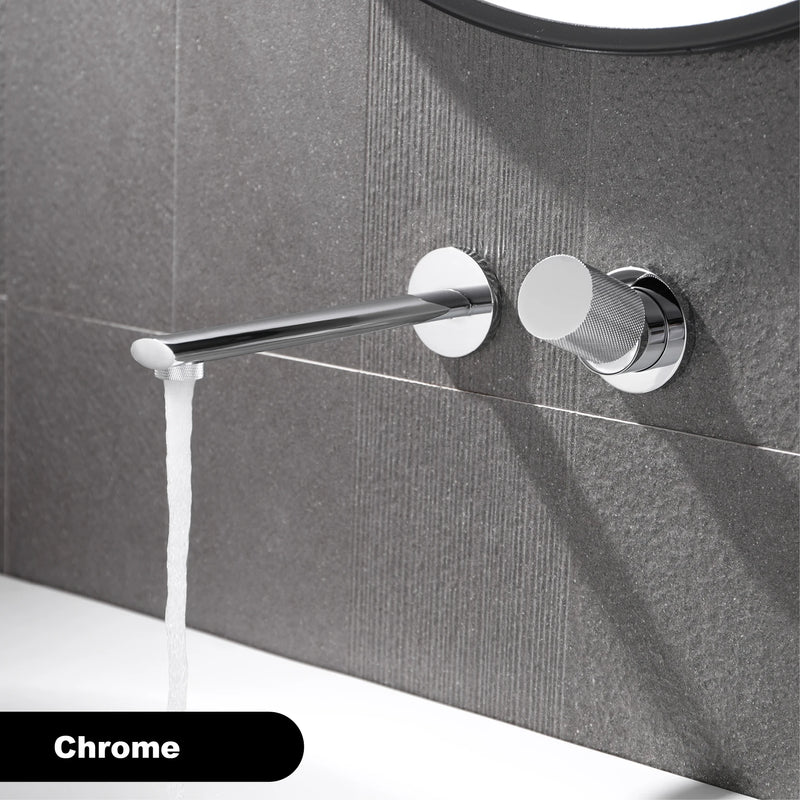 Luxury brushed gold brass wall mounted adjustable water volume bathroom faucet Embedded design for hot and cold water basin Tap