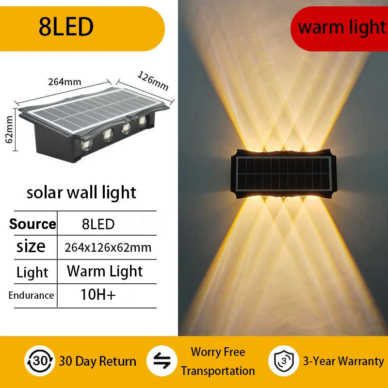 Wall Lamp Led House Outdoor Solar Waterproof Up And Down Luminous Lighting Balcony Yard Decoration Garden Exterior Wall Light