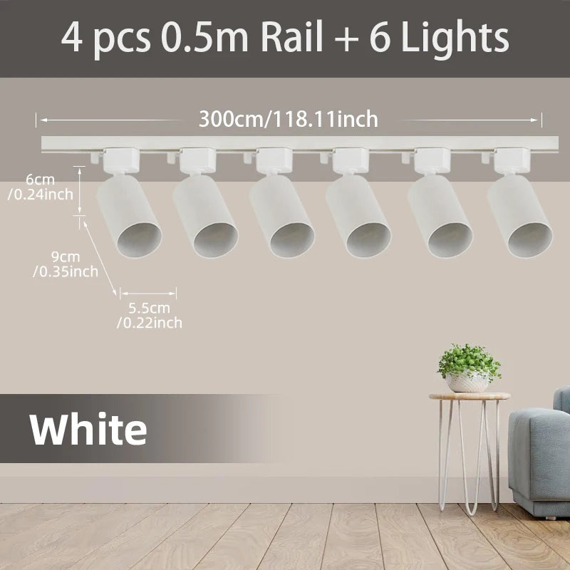 GU10 Track Light Led Spotlights 110V/220V Track Rail Lighting for Living Room Decor Clothing Store Ceiling Spot Lights Full Sets