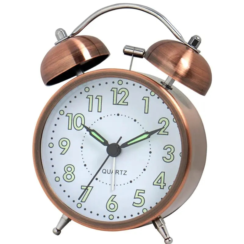 1pc Nordic Retro Metal Alarm Clock, Creative Decoration Table Clock Desktop Minimalist Student Bedroom Luminous Clock