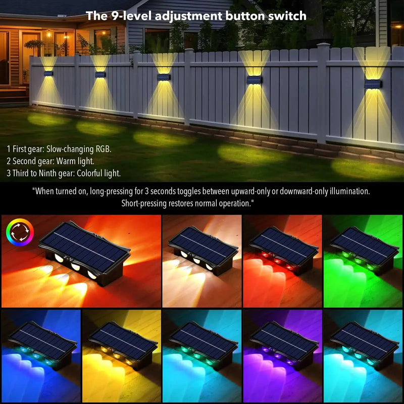 Wall Lamp Led House Outdoor Solar Waterproof Up And Down Luminous Lighting Balcony Yard Decoration Garden Exterior Wall Light