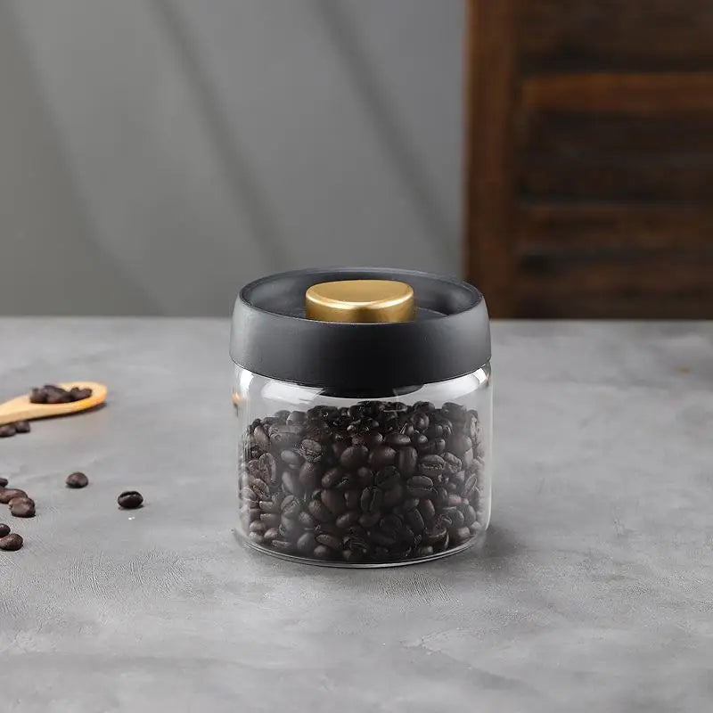 Vacuum Sealed Tank Coffee Bean Glass Sealed Jar Household Moisture-proof Air Extraction Airtight Container Coffee Set