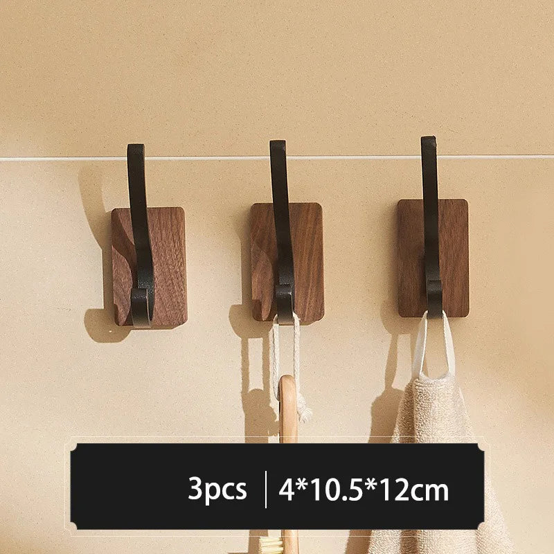 5/3/1Pcs Solid Wood Hooks Wall Mounted Clothes Scarf Hat Coat Hook Simple Room Decor Storage Hanger Towel Rack Home Organizer
