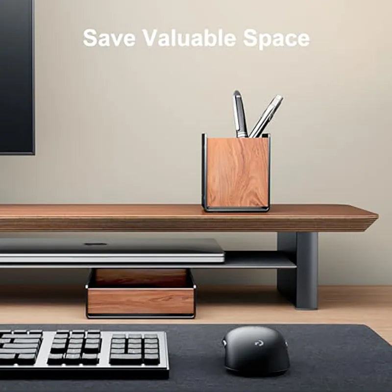HPERGO Large Capacity Walnut Wood Desktop Drawer Storage Organiser Pencil Pen Holder Stationery Storage Box for Home Office