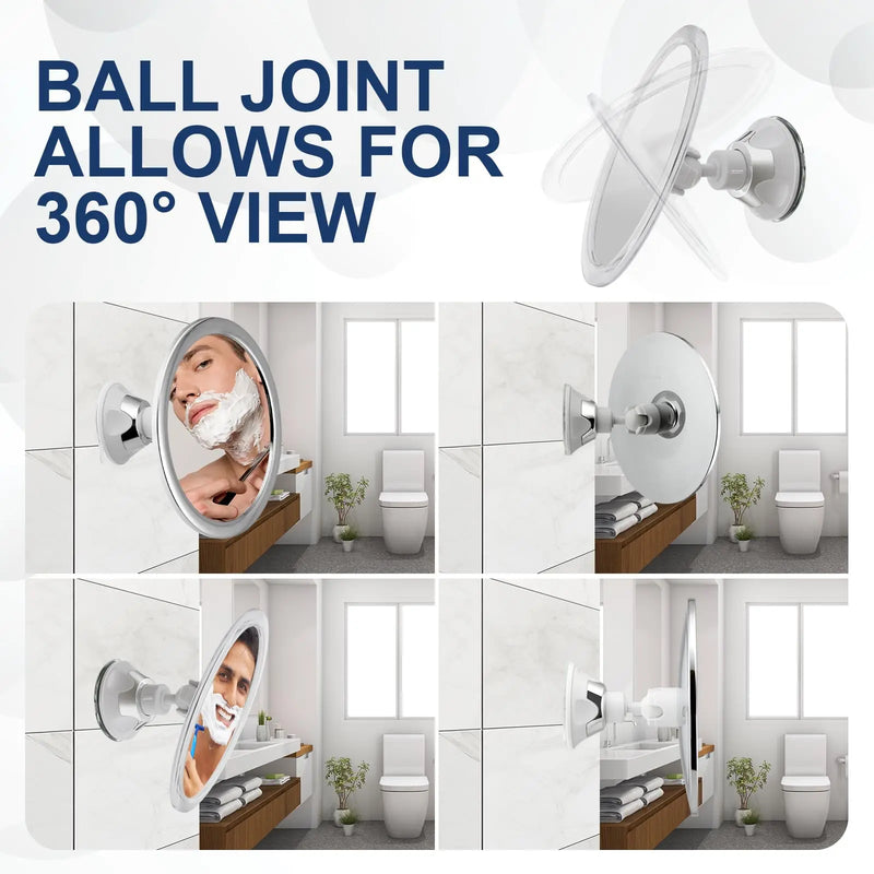 360° Rotatable Shower Mirror Bathroom Fogless Makeup Mirror With Holder Suction Cup Anti-Fog Mirror for Shaving Makeup Showering