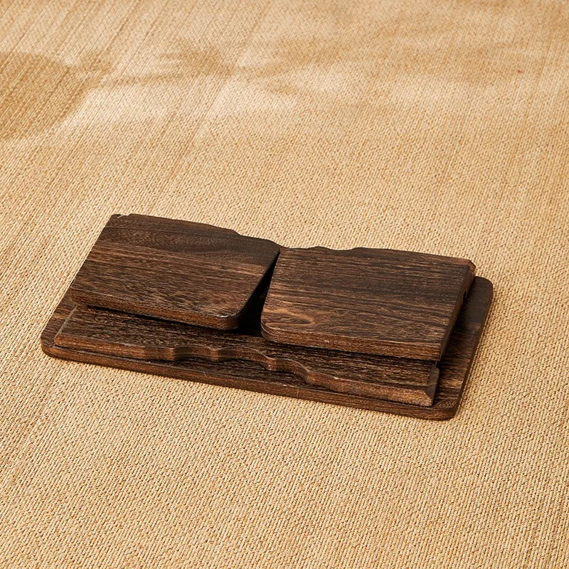 Meditation Solid Wood Stool Foldable Wood Yoga Bench Kneeling Stool Yakisugi Floor Seat Burnt Paulownia Home Correction Chair