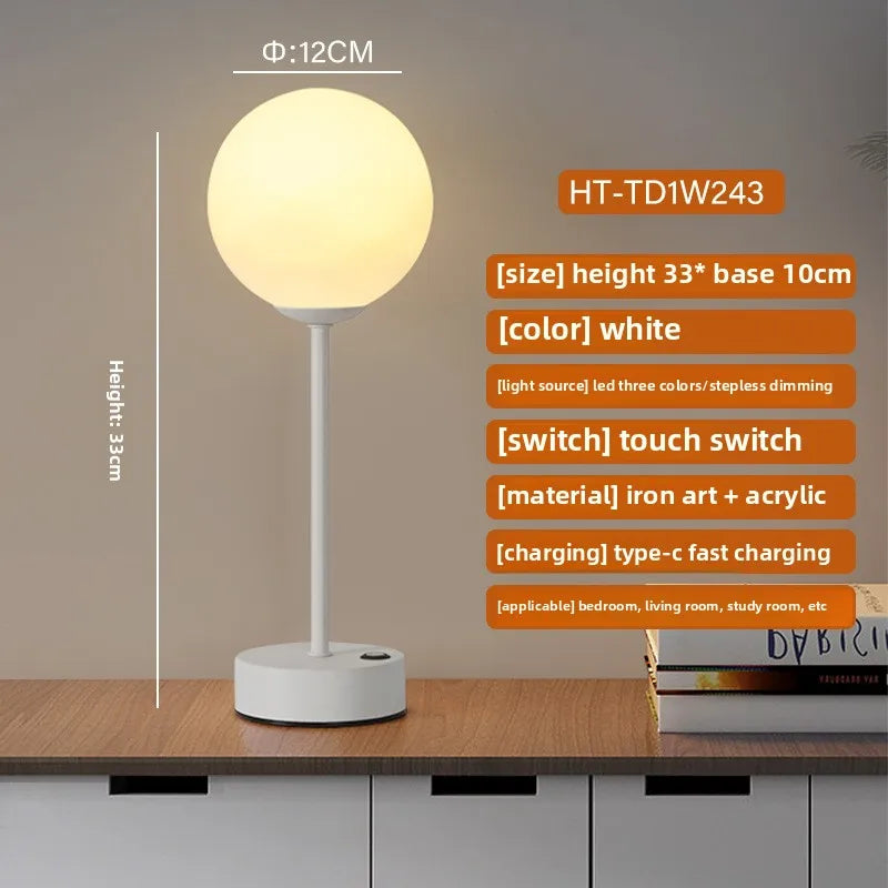 LED Creative Retro Desk Lamp Bedroom USB Wireless Charging Desk Lamp Nordic Bedside Night Light Atmosphere Bar Desk Lamp