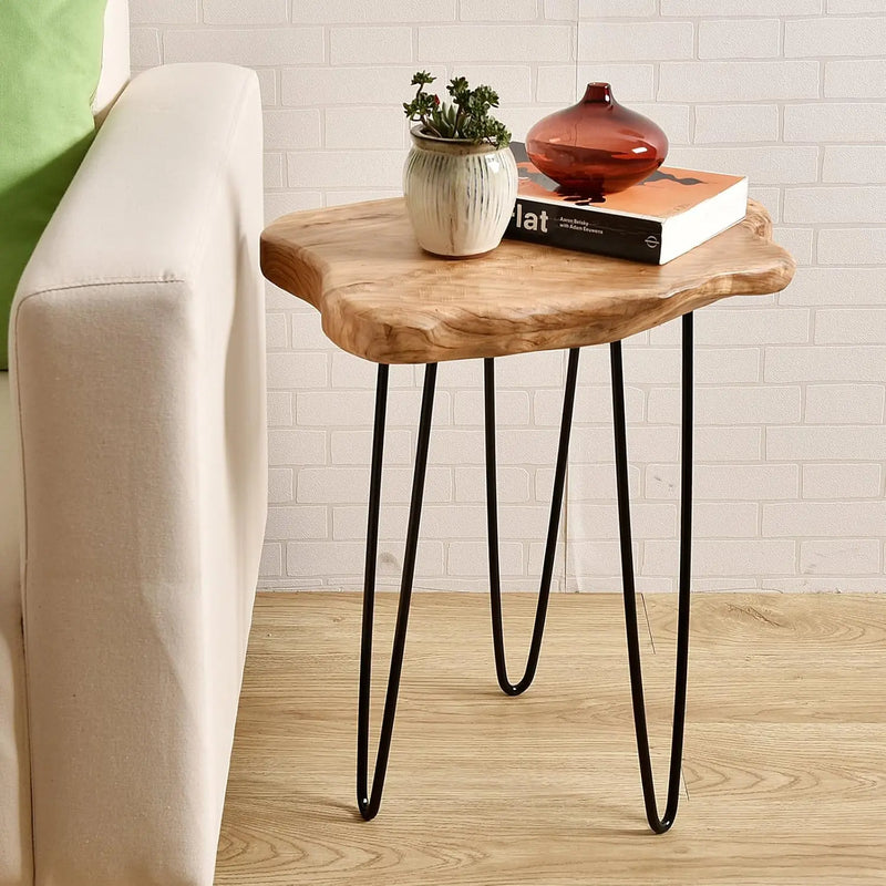 Natural Edge End Table, Wood Side Table, Nightstand, Plant Stand  ，Unique desktop for Living Room, Bedroom, Farmhouse Decor