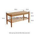 Solid Wood Rattan Woven Shoe Stool Retro Style Porch Shoe Rack Shoe Changing Stool Furniture Blending Tradition with Modern