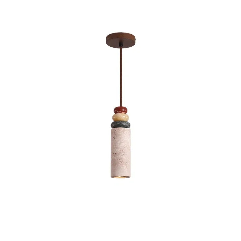 Yellow Travertine Pendant Lamp, Minimalist Bedside Small Chandelier for Bedroom, Hotel, Bar, Cozy Ambiance, Nordic Style