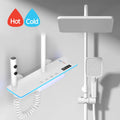 Bathroom Luxury Shower System with Lights Tempered Glass Piano Key Smart Digital Display Thermostat Mixer Shower Faucet Full Set
