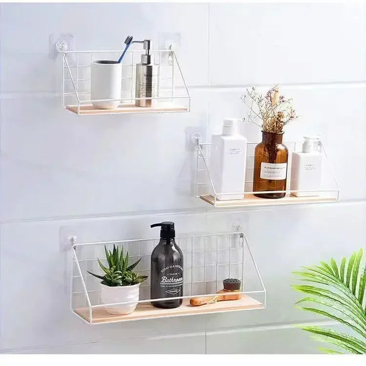 Wall Mounted Shelves Without Drilling Wood Hanging Shelf Kitchen Organizer Hanging Spice Jar Storage Shelf for Seasoning Holder
