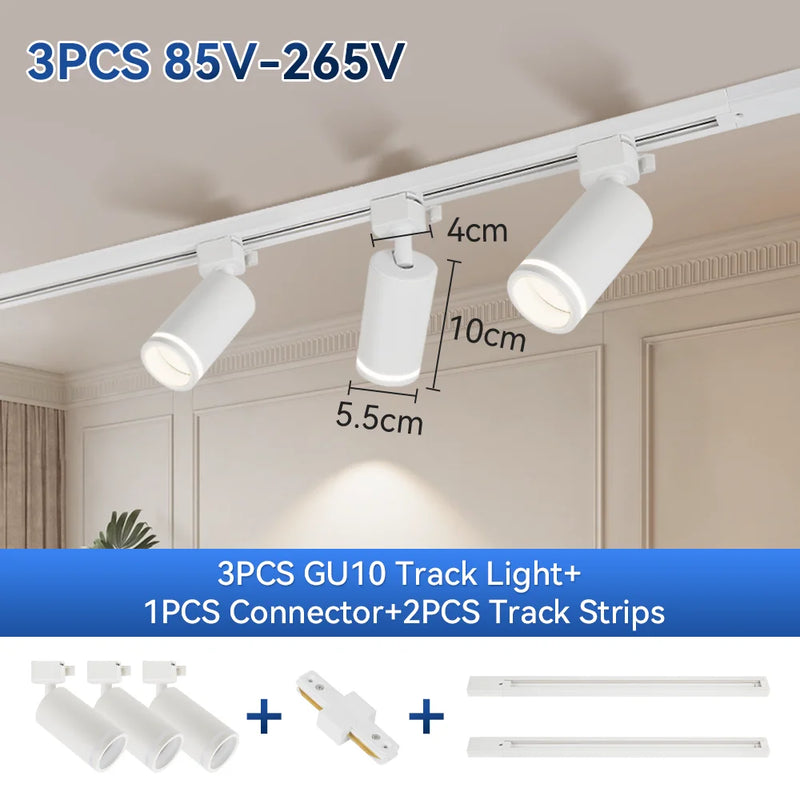 GU10 Track Light Led Spotlights 110V/220V Track Rail Lighting for Living Room Decor Clothing Store Ceiling Spot Lights Full Sets