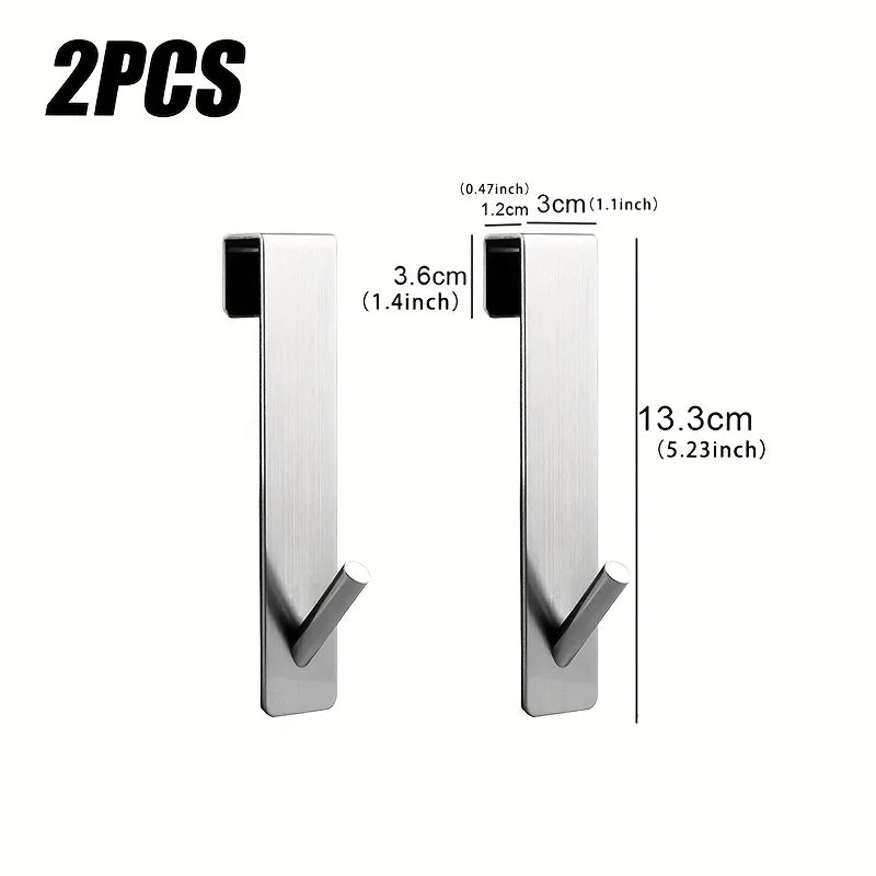 2pcs Bathrobe Hanger Shower Room Glass Over Door Hanging Hooks Punch-free Waterproof Towel Hanger Metal S-Shape Bath Towel Hooks