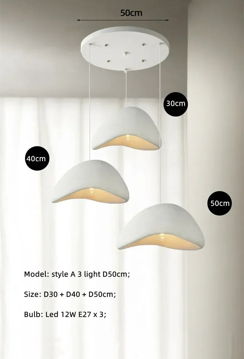 LED Pendant Lights White Resin Hanging Lamp for Living Dining Room Restaurant Decor Chandelier Art Suspension Luminaire