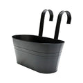 Black Metal Iron Hanging Flower Pots Outdoor Plants Planter Modern Boho Style Wall Mount Window Box Decks Railings Fence Buckets